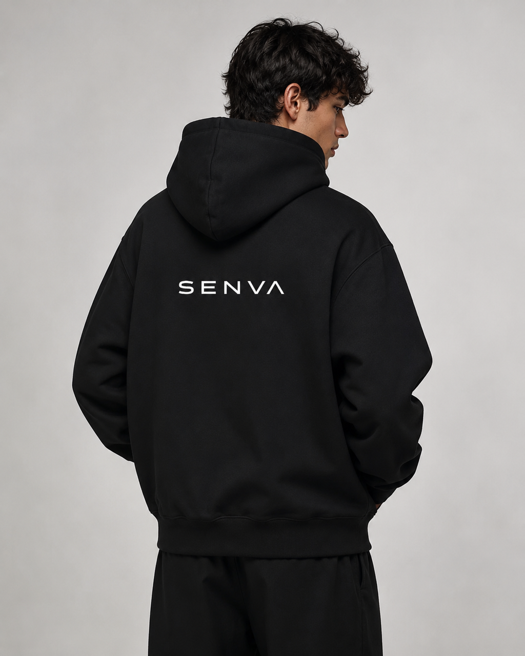 SENVA Origin Boxy Hoodie — Black