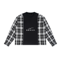 SENVA Plaid Panel Long-Sleeve T-Shirt – Black