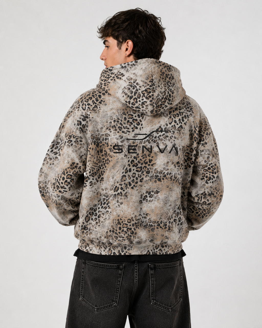 SENVA Vintage Wash Leopard Full-Zip Hoodie