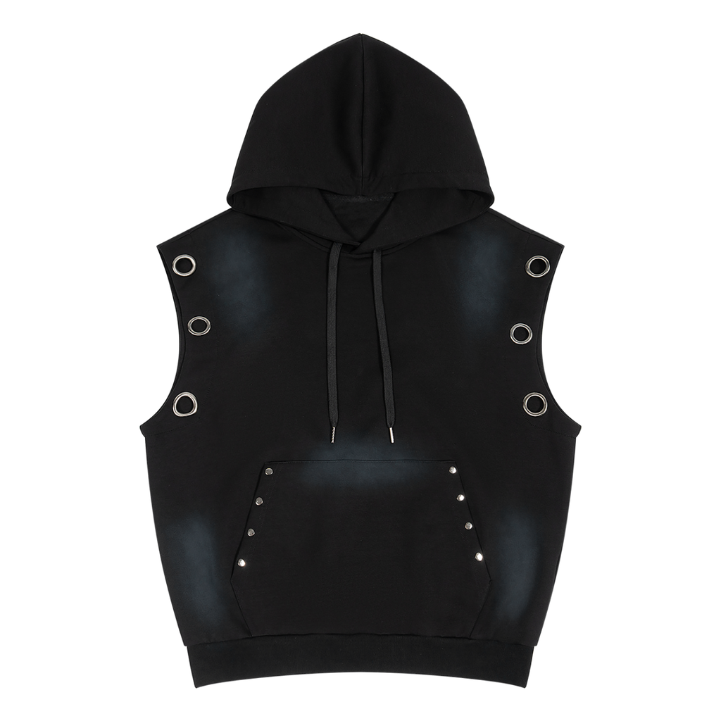 SENVA Vintage Wash Sleeveless Hoodie – Black
