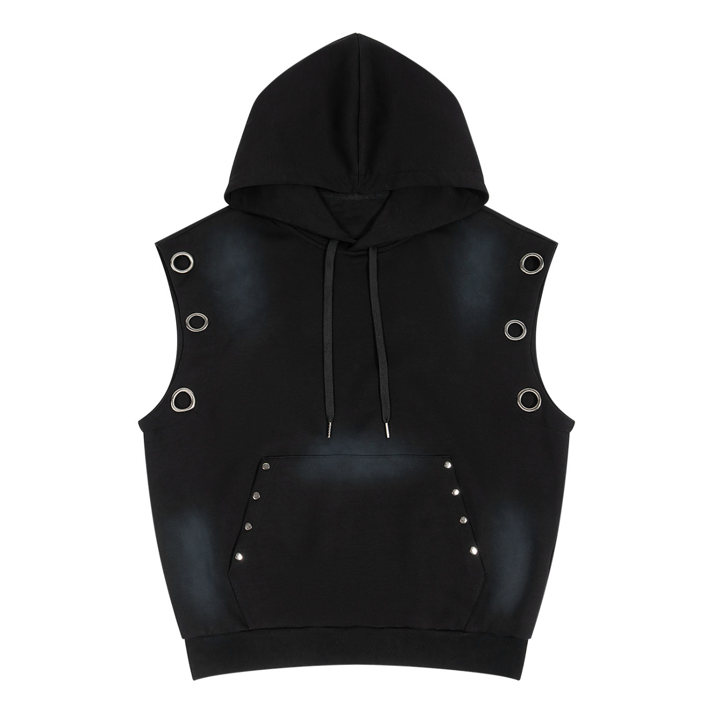 SENVA Vintage Wash Sleeveless Hoodie – Black