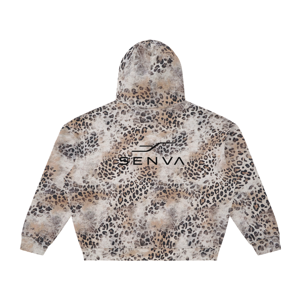 SENVA Vintage Wash Leopard Full-Zip Hoodie