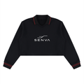 SENVA Women’s Cropped Collared Sweatshirt – Black